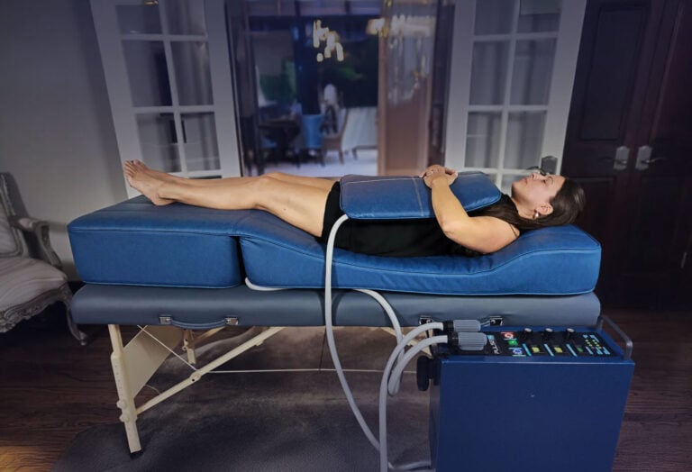 woman using pemf therapy bed in scottsdale az - flipped